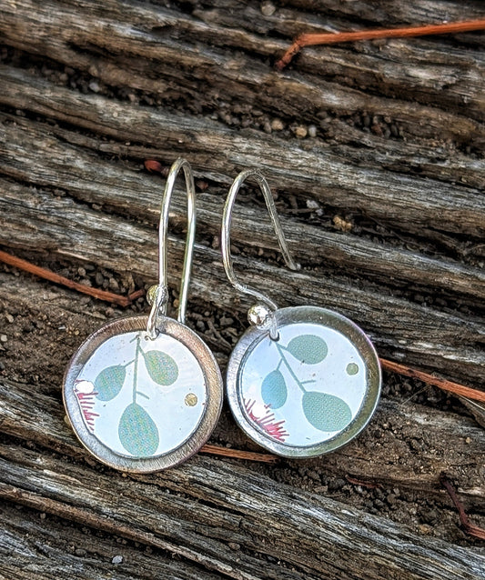 Vintage Tin, Titanium and Sterling Silver Earrings