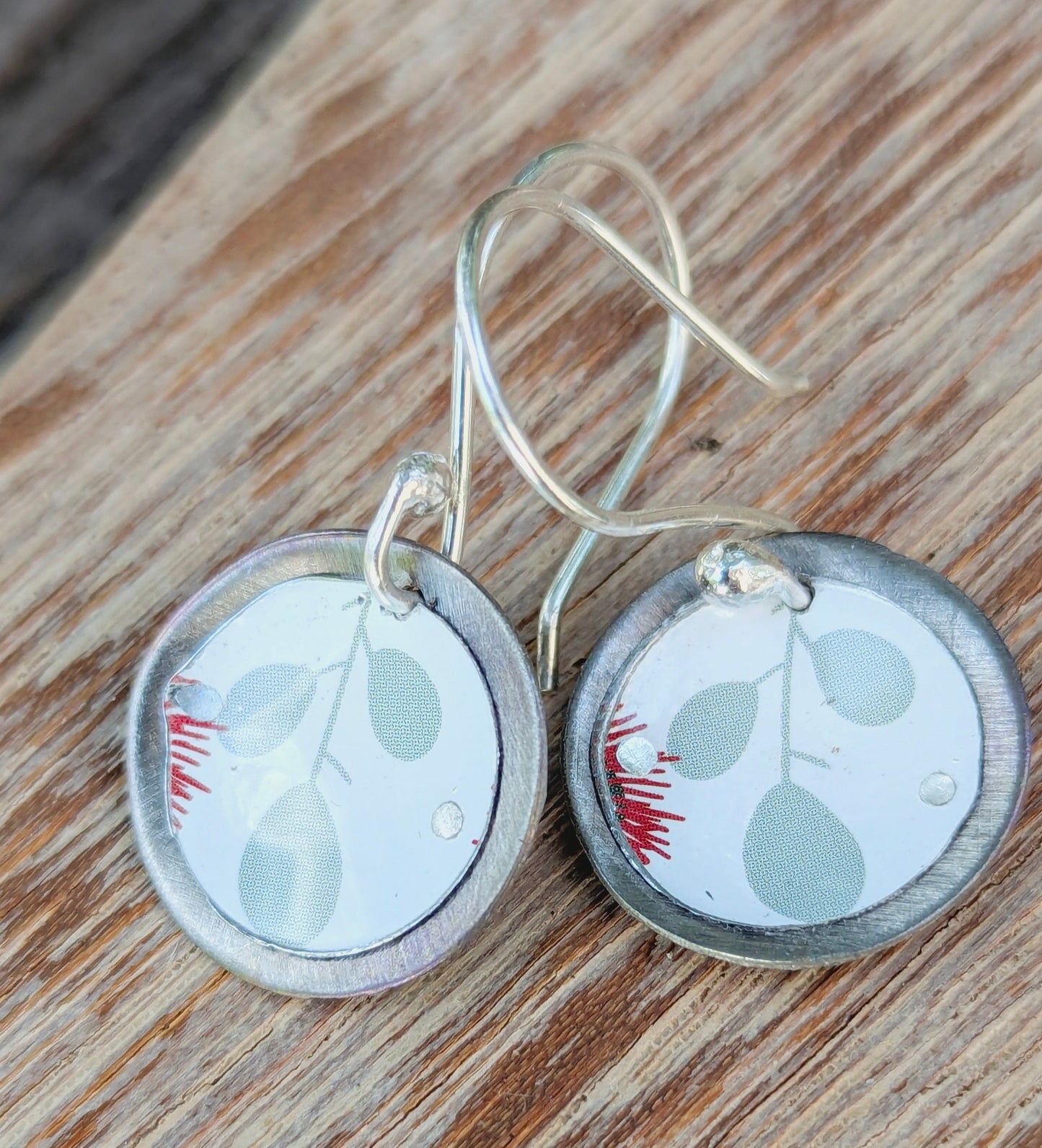 Vintage Tin, Titanium and Sterling Silver Earrings