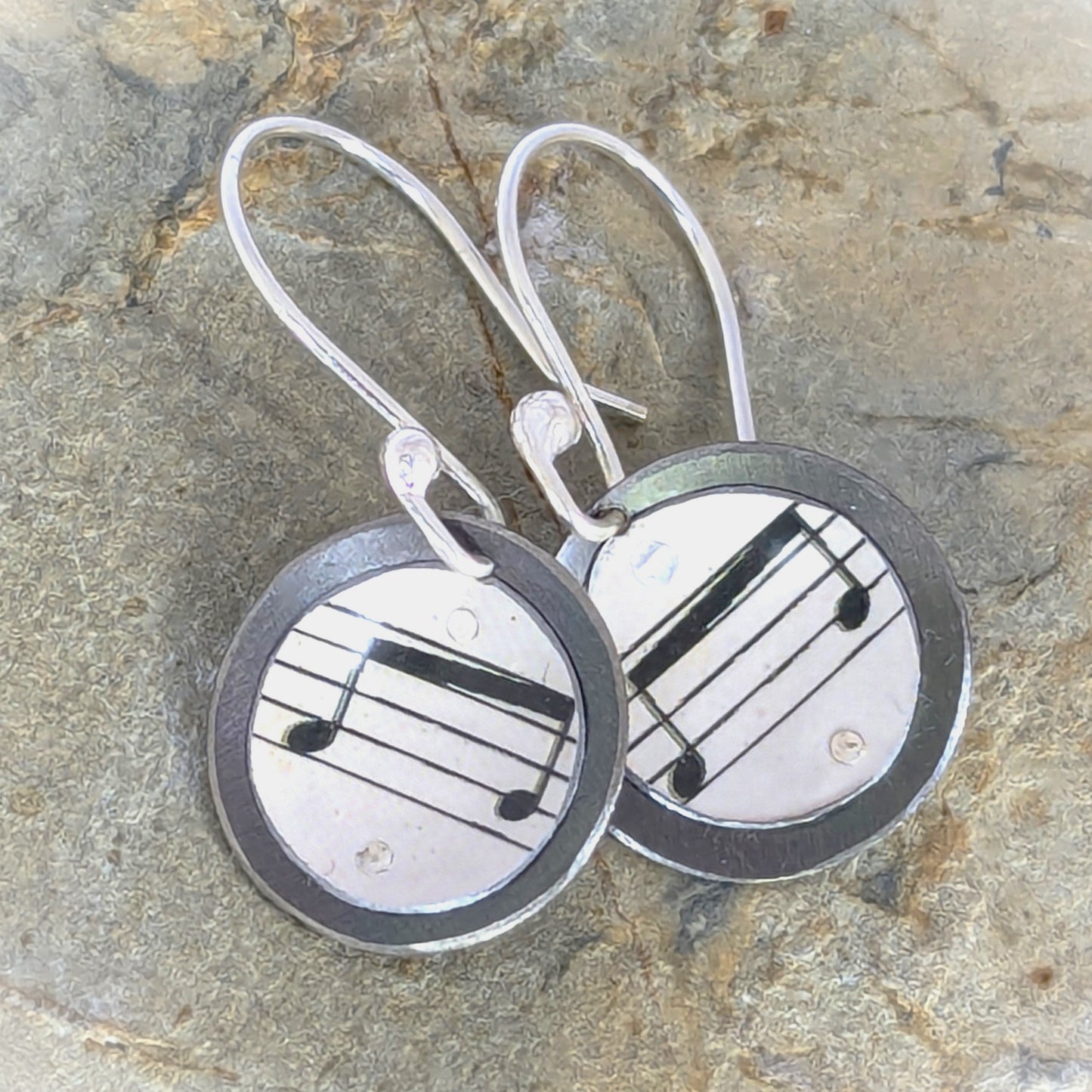 SOLD-Vintage Tin, Titanium and Sterling Silver Earrings