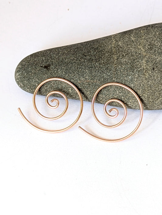 14k Rose-Gold filled OR Yellow-Gold filled Spiral Earrings