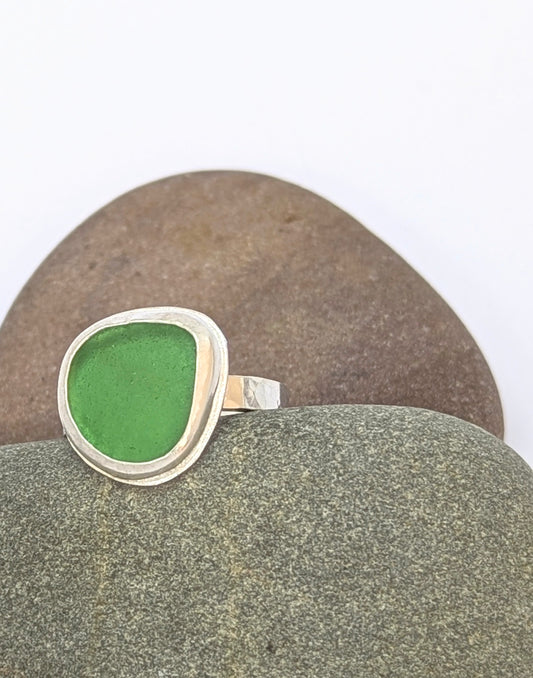 SOLD-Sea Glass & Sterling Silver Ring