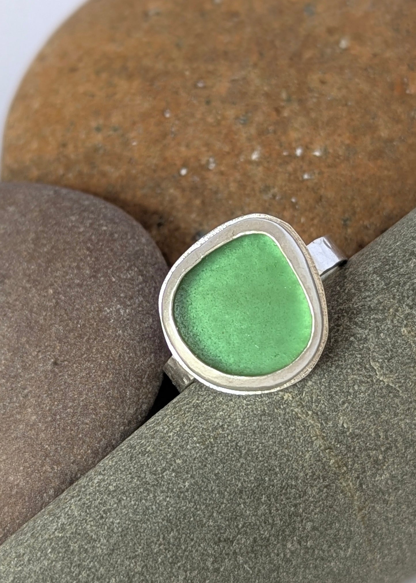 SOLD-Sea Glass & Sterling Silver Ring