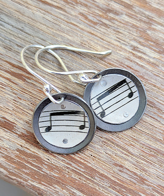 SOLD-Vintage Tin, Titanium and Sterling Silver Earrings