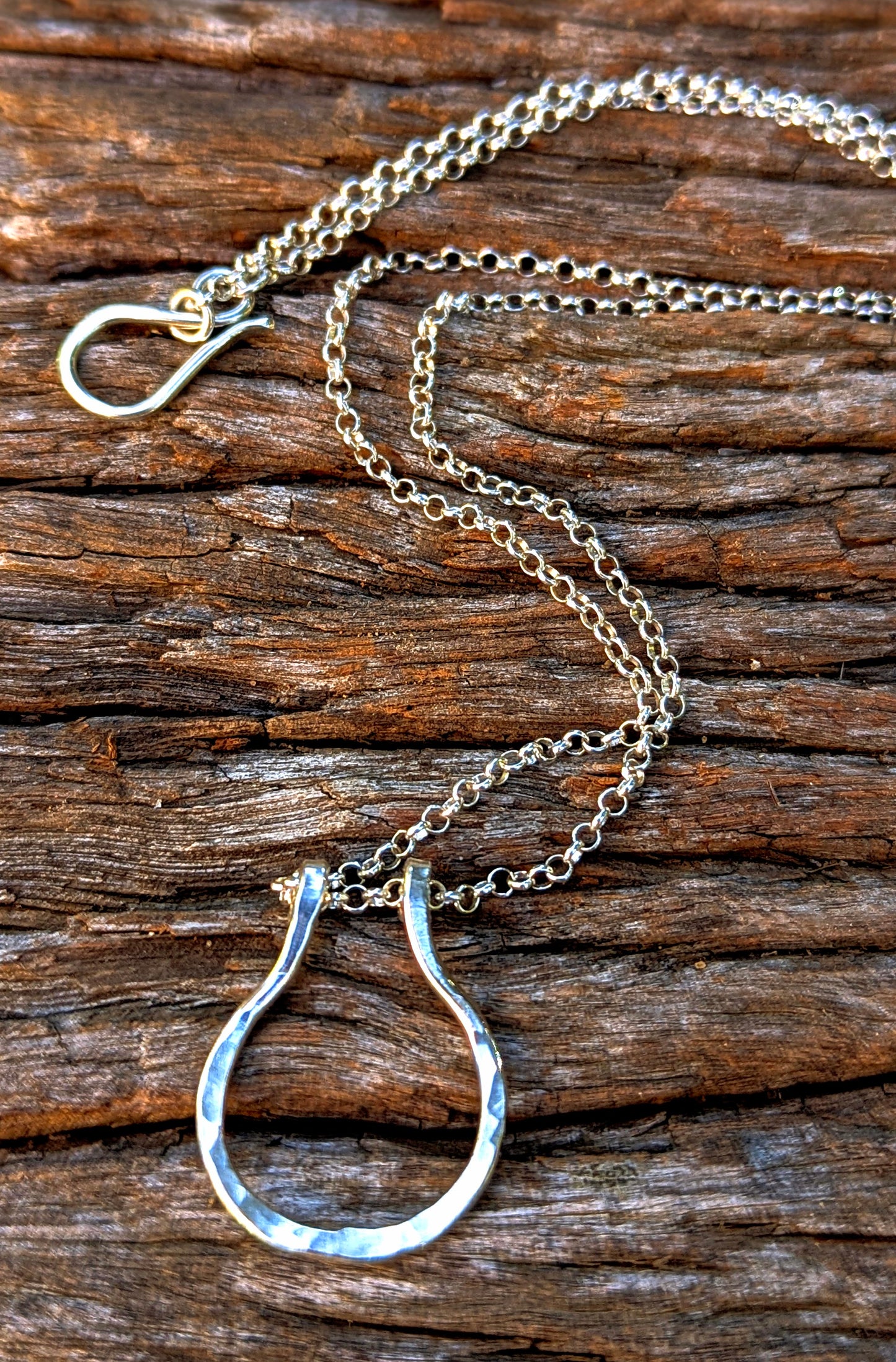 Sterling Silver Hammered Ring Holder Pendant