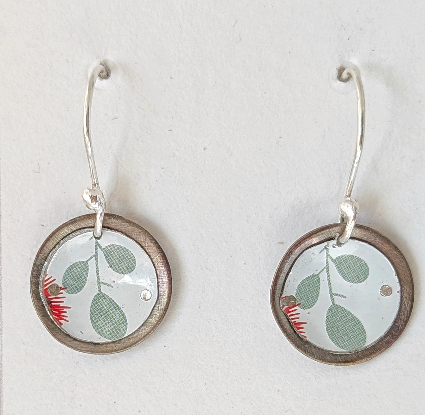 Vintage Tin, Titanium and Sterling Silver Earrings